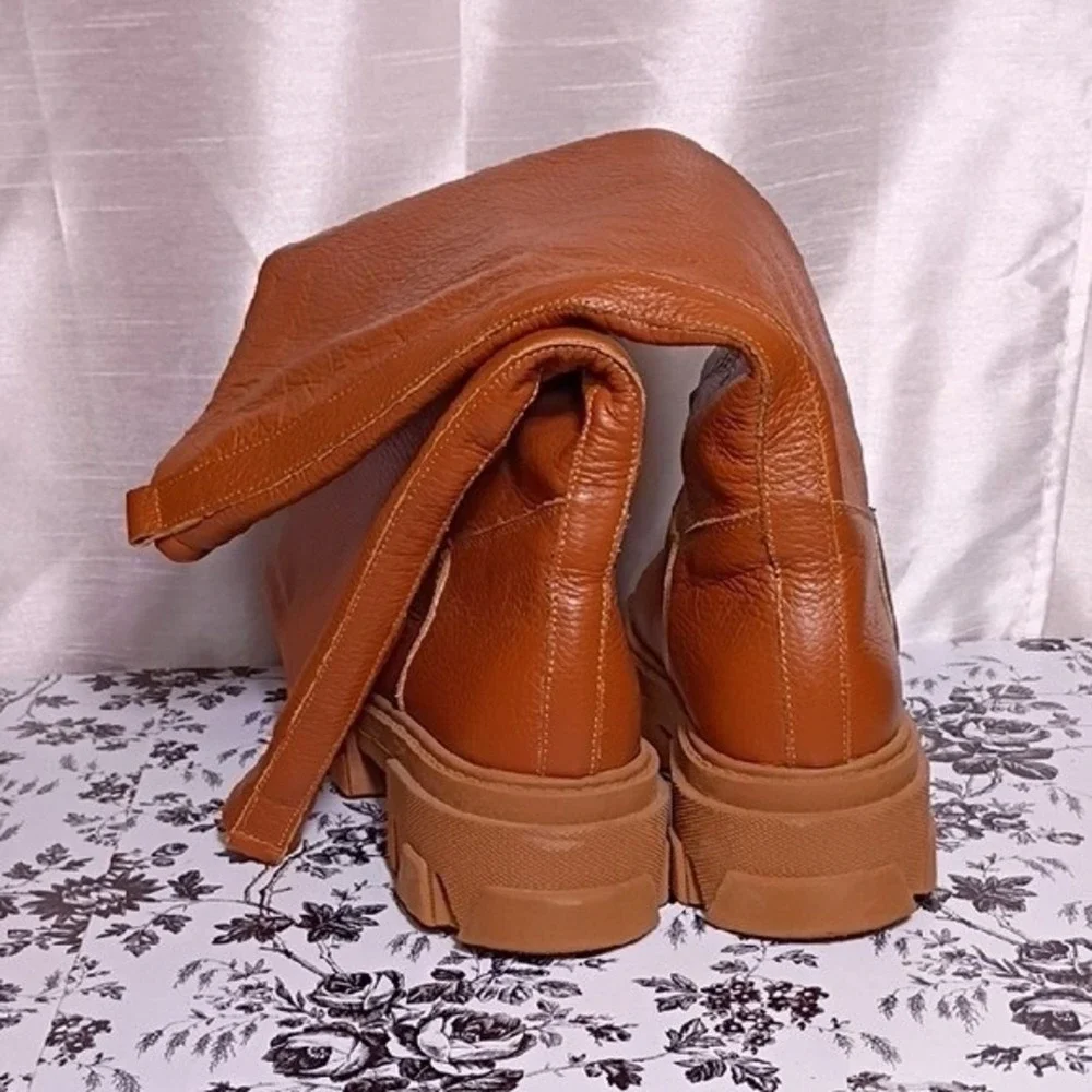 Italian Stylish Women's Brown Over the‎ Knee Leather Boots Size 41 EUR- 10 US